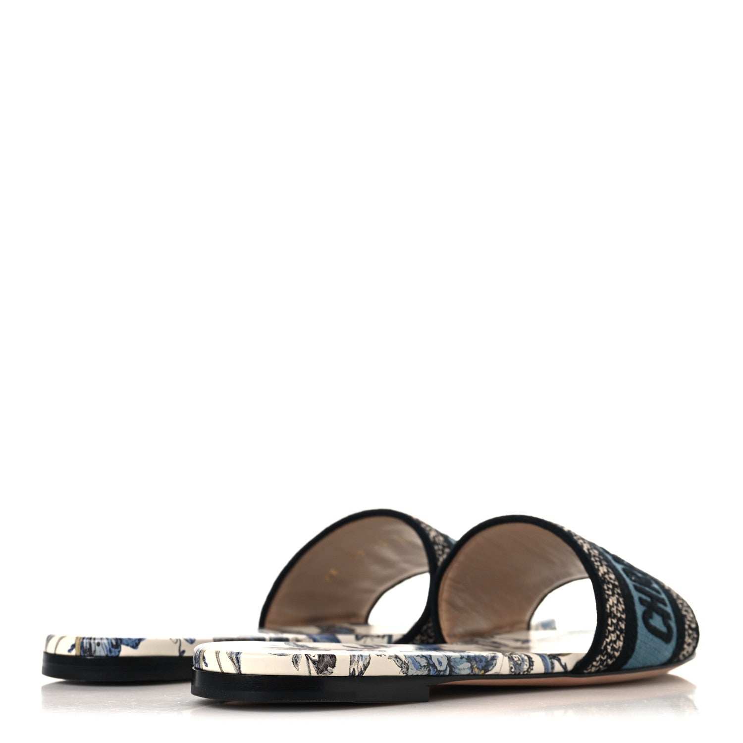 Christian Dior Canvas Embroidered Butterfly Dway Mules Slide Sandals 38 White Blue 5 of 9