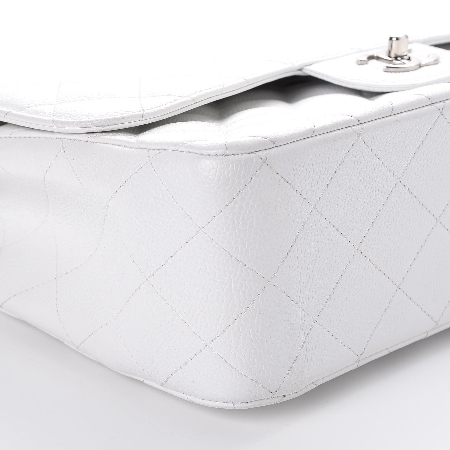 Caviar Quilted Jumbo Double Flap White