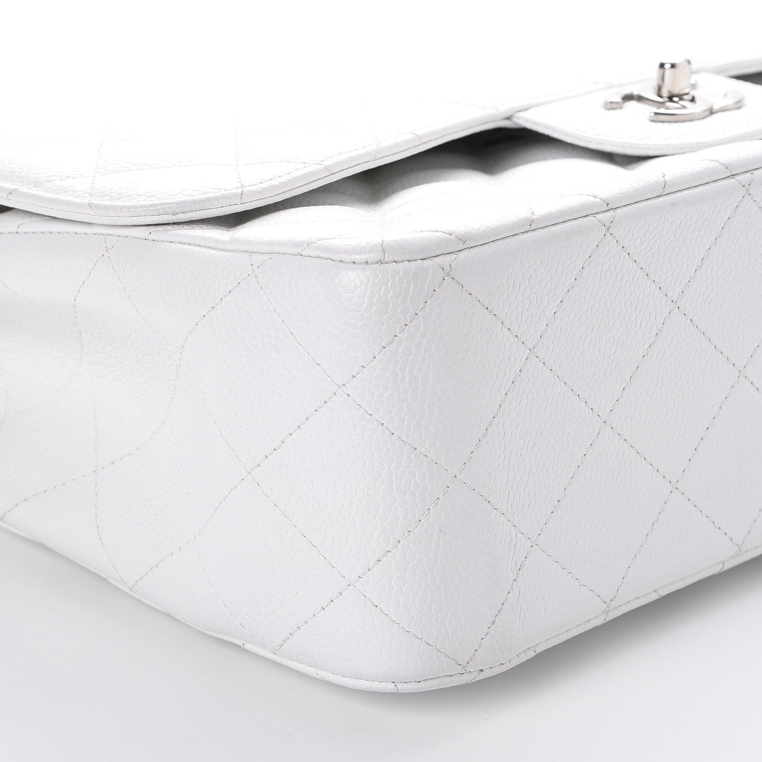 Chanel Caviar Quilted Jumbo Double Flap White 11 of 11