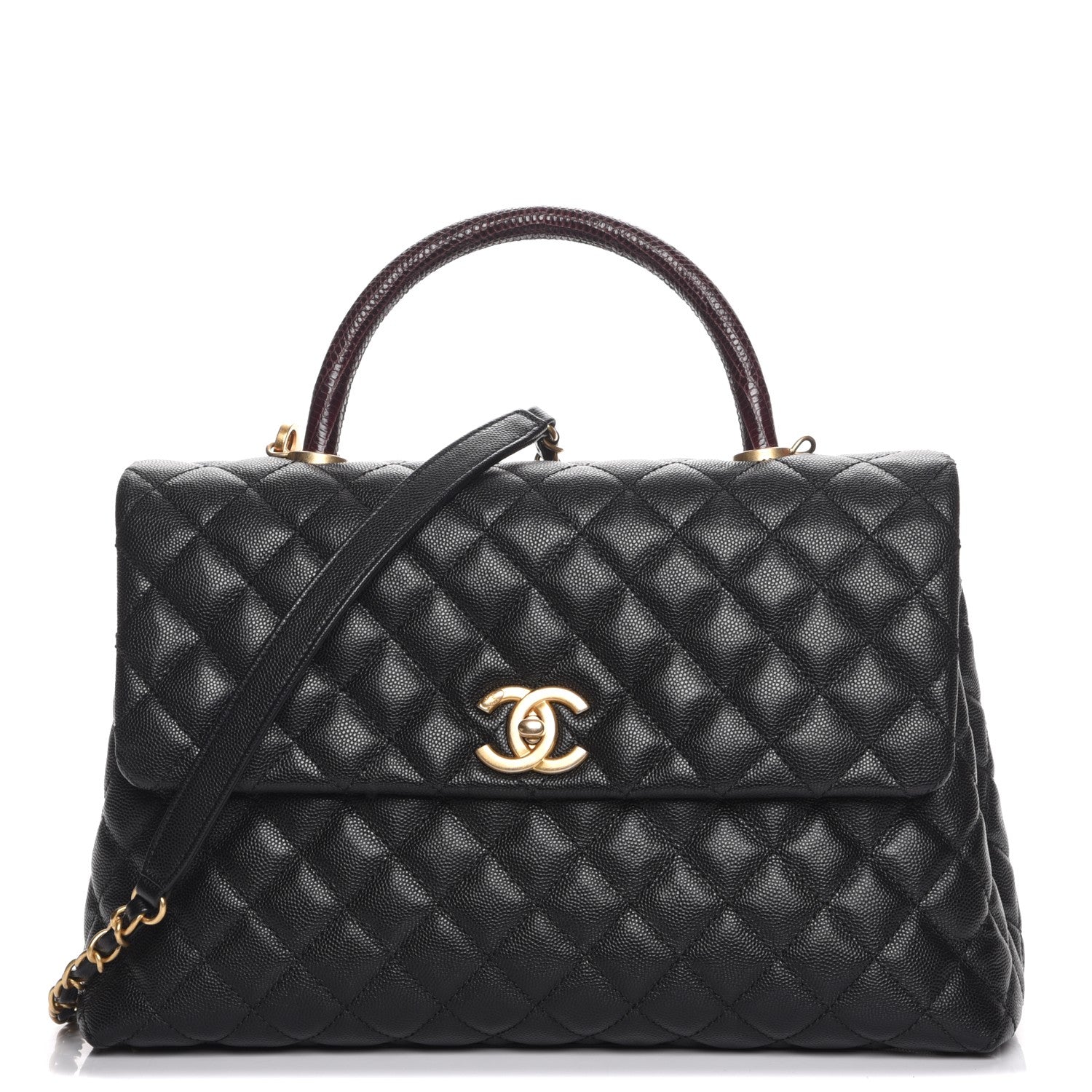 Chanel Caviar Lizard Quilted Medium Coco Handle Flap Black 1 of 8