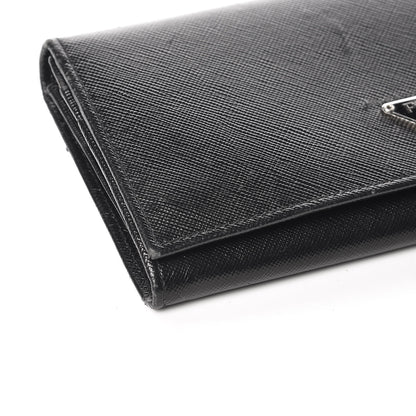 Prada Saffiano Triangle Continental Flap Wallet Black 7 of 12