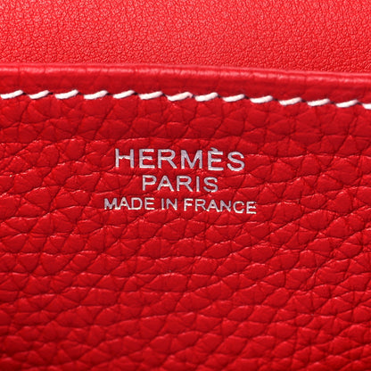 Hermes Taurillon Clemence Verso Halzan 31 GM Rouge Casaque Vermillion 6 of 10