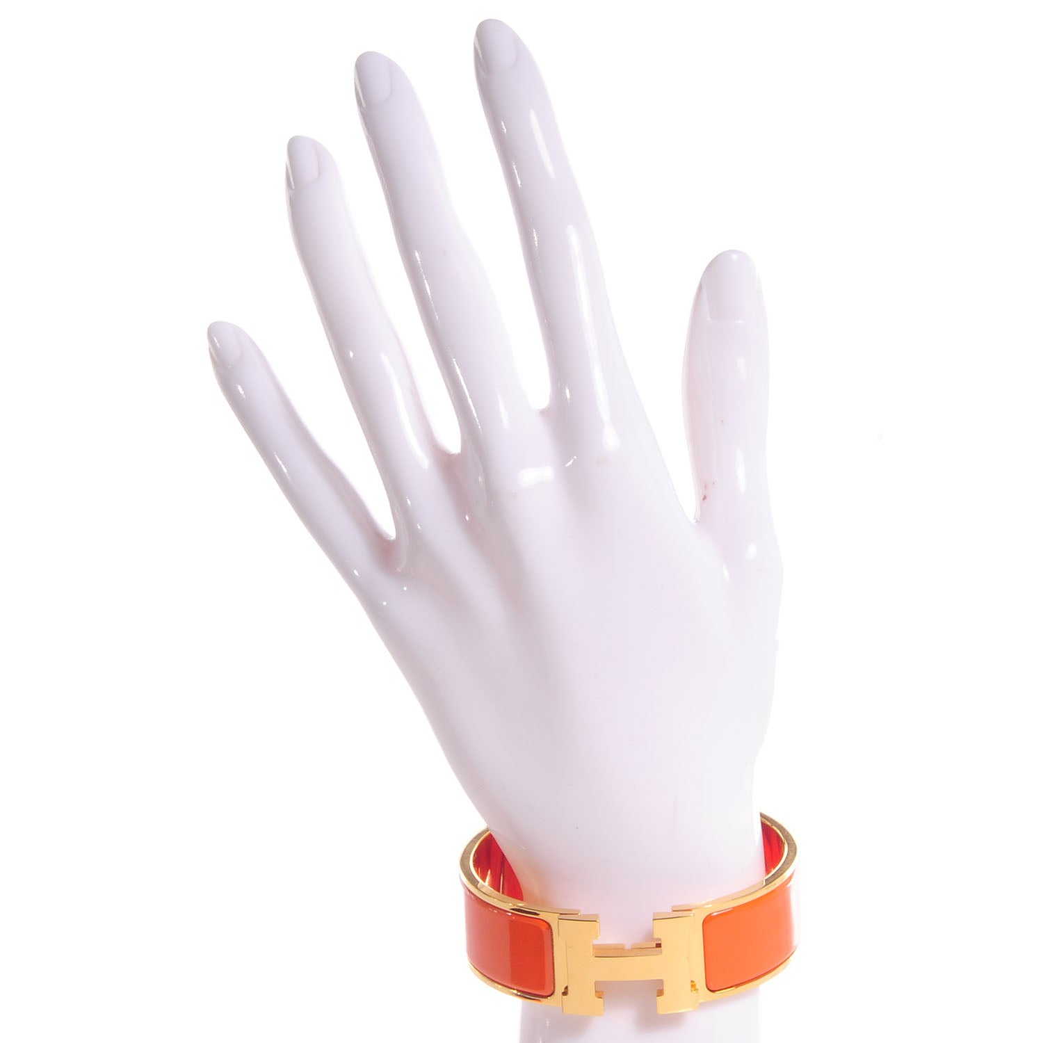 Hermes Enamel Wide Clic Clac H Bracelet GM Orange 2 of 5