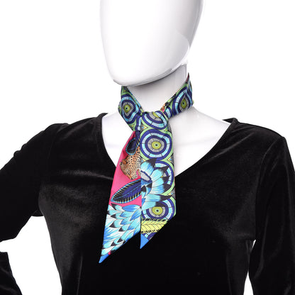 Hermes Silk The Savana Dance Twilly Rose Indien Indigo Vert 2 of 5
