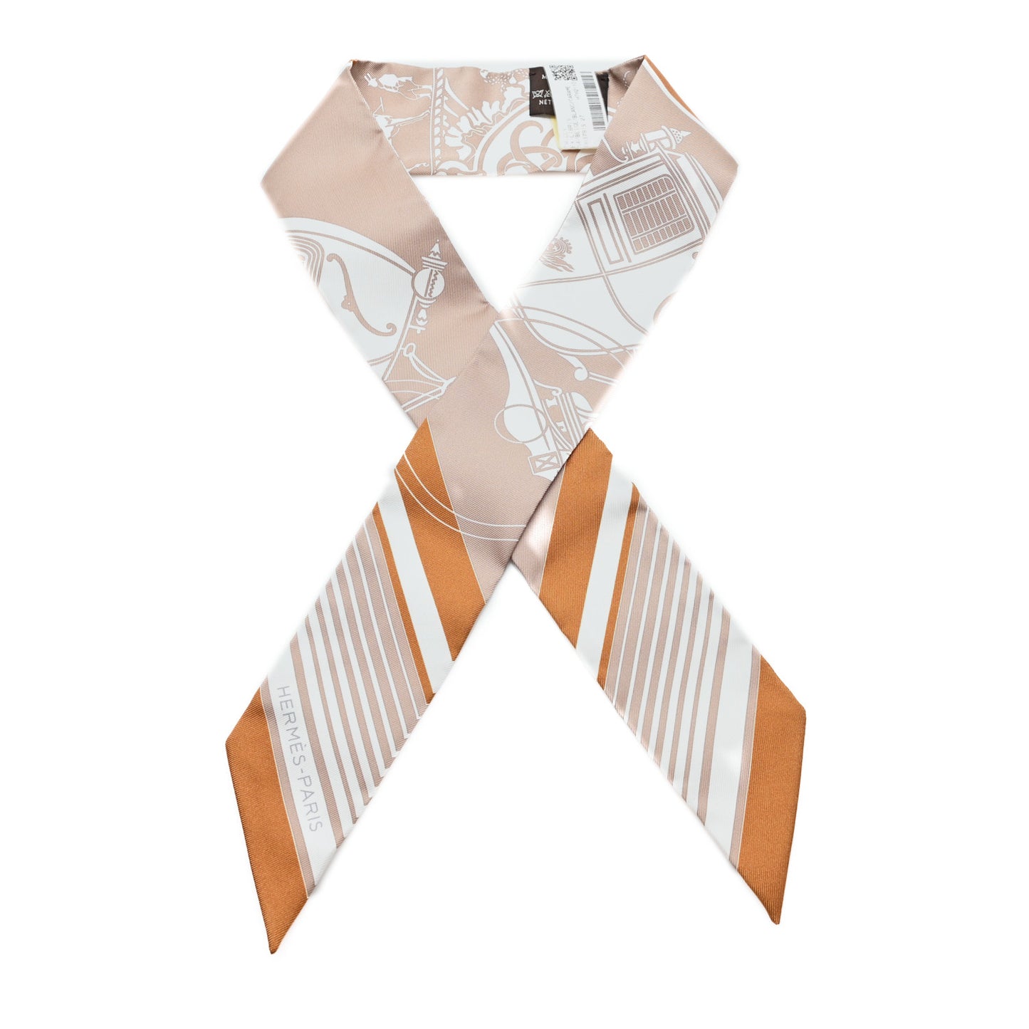 Silk Ex-Libris Twilly Beige White Caramel