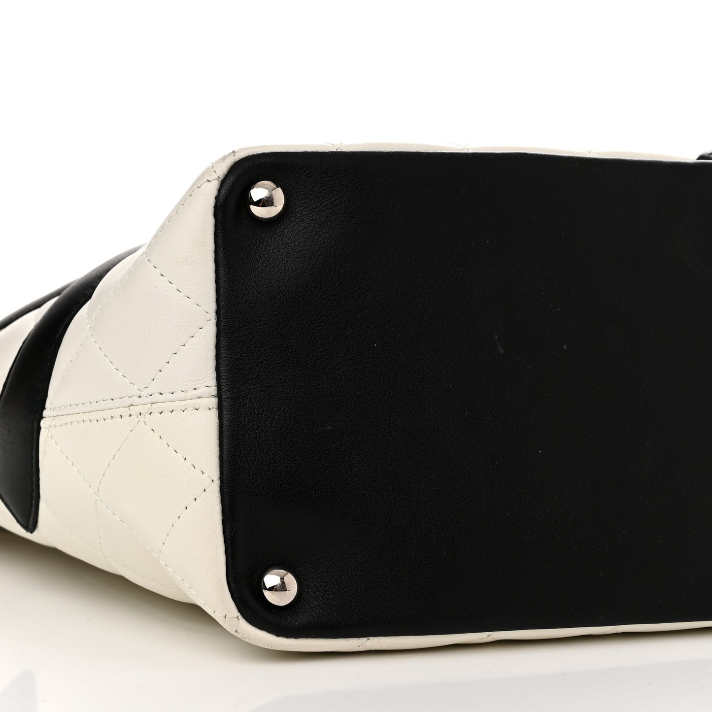 Calfskin Quilted Medium Cambon Tote White Black