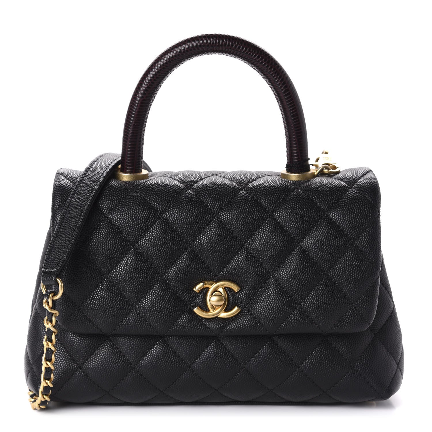 Chanel Caviar Lizard Embossed Quilted Mini Coco Handle Flap Black 1 of 10