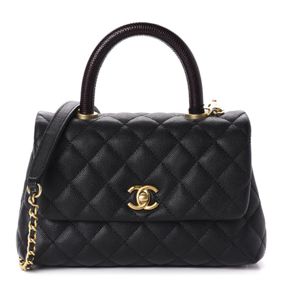 Chanel Caviar Lizard Embossed Quilted Mini Coco Handle Flap Black 1 of 10