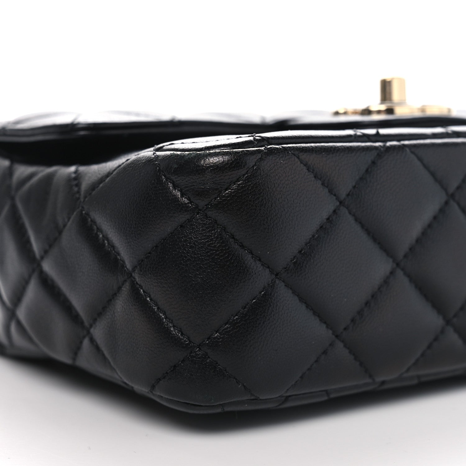 Chanel Lambskin Resin Quilted Mini Heart Square Flap Black 9 of 11