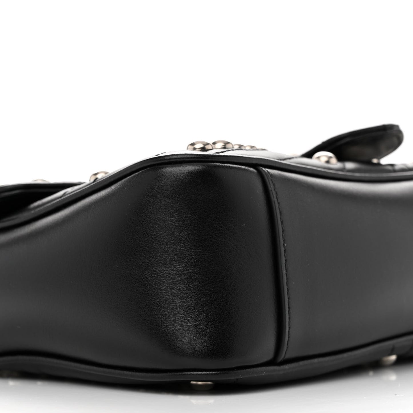 Calfskin Spiral Stud Small GG Marmont Shoulder Bag Black
