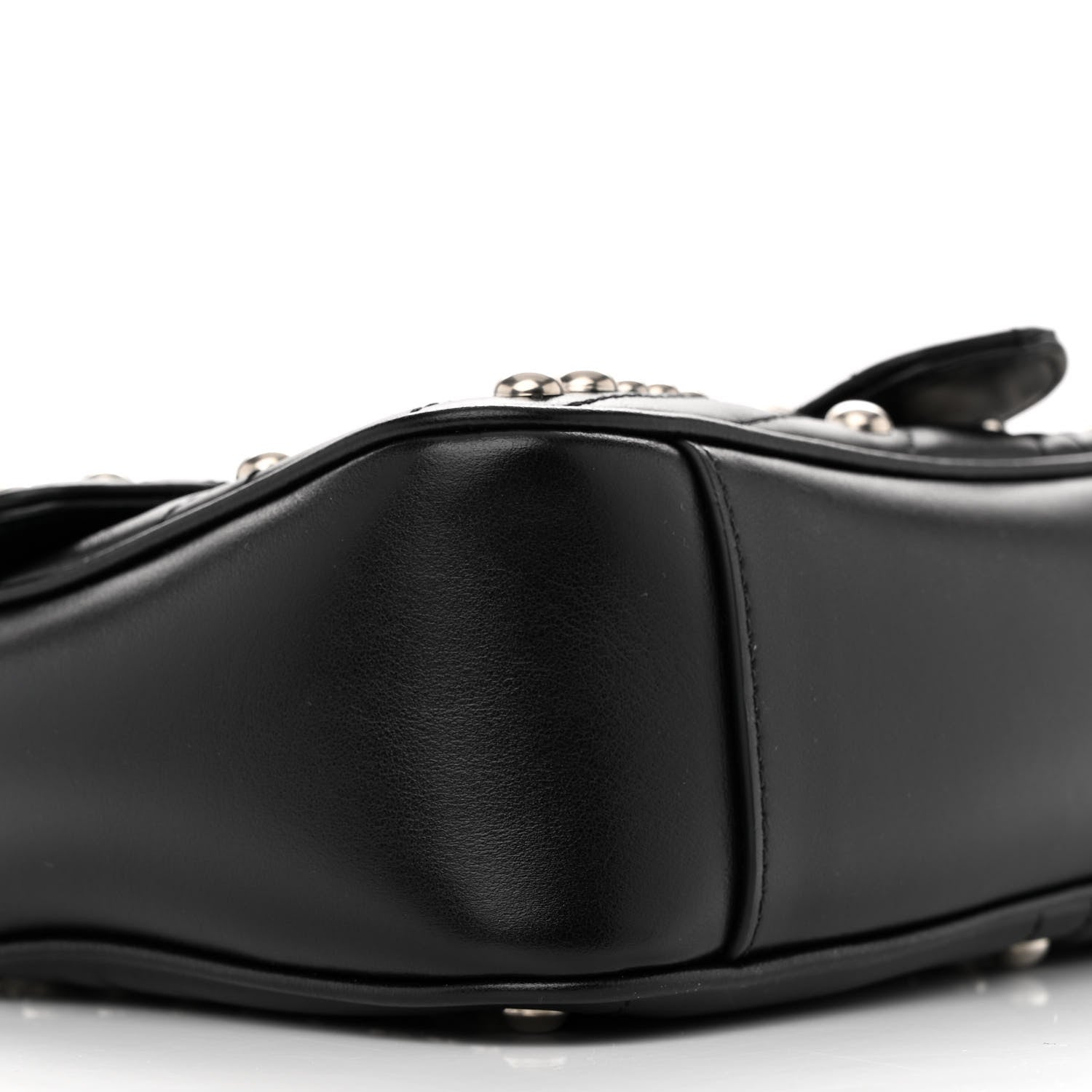 Gucci Calfskin Spiral Stud Small GG Marmont Shoulder Bag Black 9 of 12