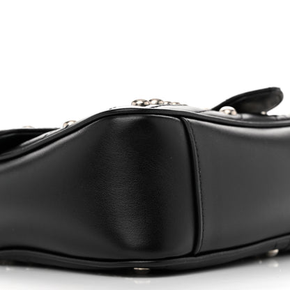 Gucci Calfskin Spiral Stud Small GG Marmont Shoulder Bag Black 9 of 12