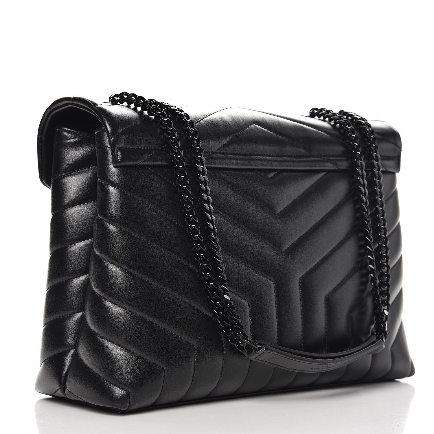 Saint Laurent Calfskin Y Quilted Monogram Medium Loulou Chain Satchel Black 3 of 7