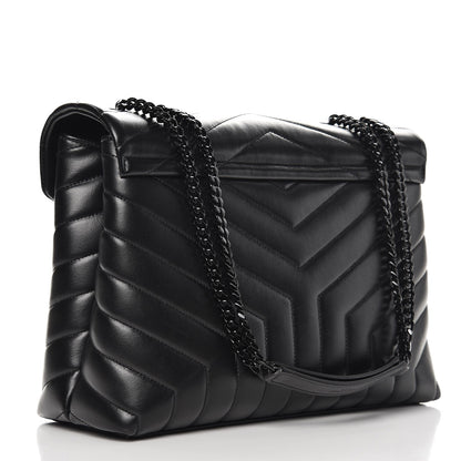 Saint Laurent Calfskin Y Quilted Monogram Medium Loulou Chain Satchel Black 3 of 7