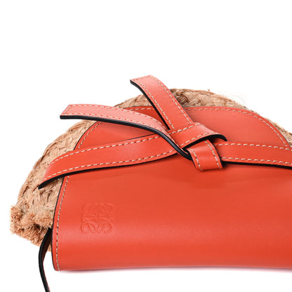 Loewe Calfskin Raffia Mini Gate Crossbody Bag Light Natural Orange 6 of 6