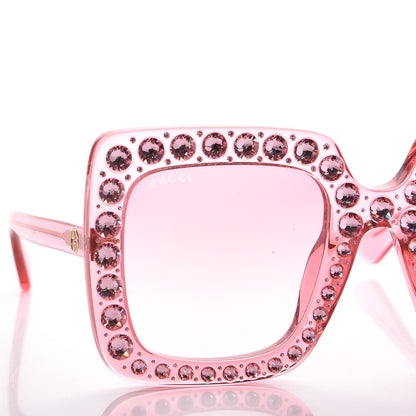 Gucci Acetate Crystal Oversize Sunglasses GG0148S Pink 8 of 10