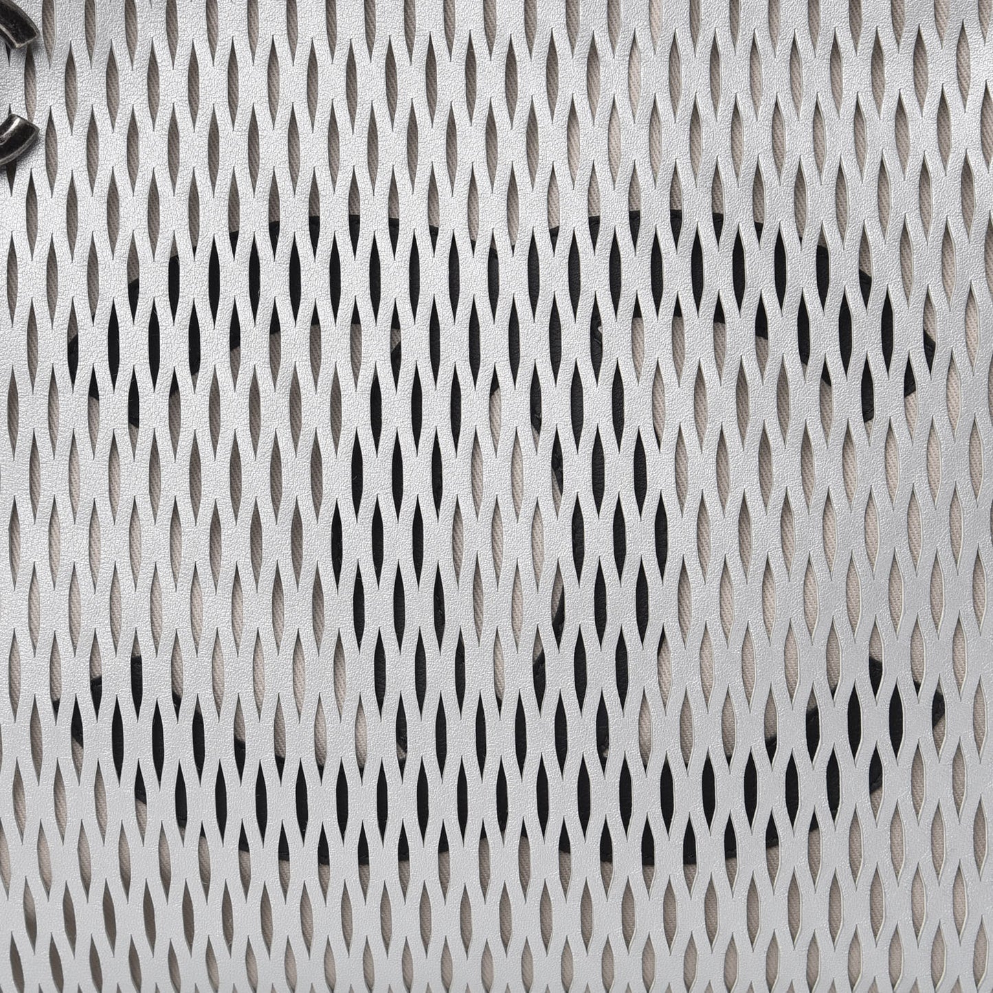 Calfskin Laser Cut Perforated CC Tote Silver