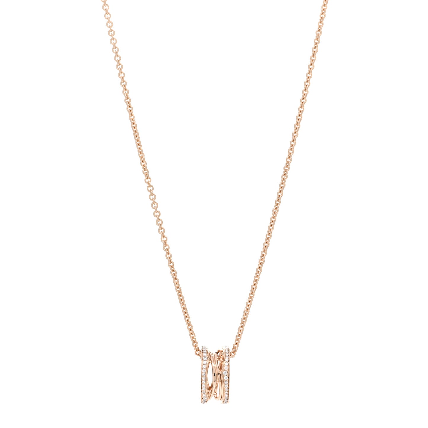 18K Rose Gold Diamond B.Zero1 Open Legends Pendant Necklace