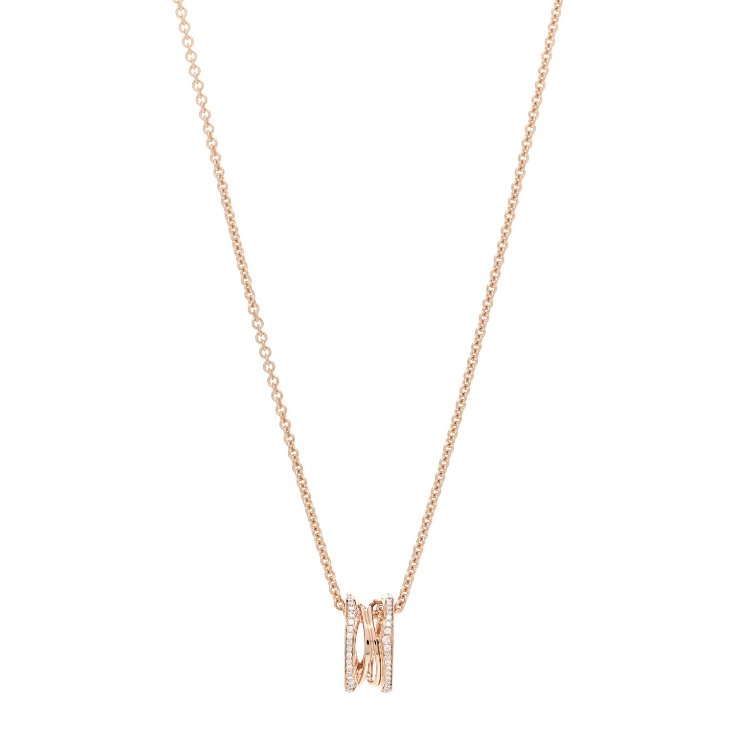 Bulgari 18K Rose Gold Diamond B.Zero1 Open Legends Pendant Necklace 1 of 4