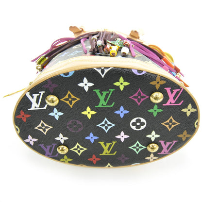 Louis Vuitton Monogram Multicolor Fringe Bucket Black 4 of 11