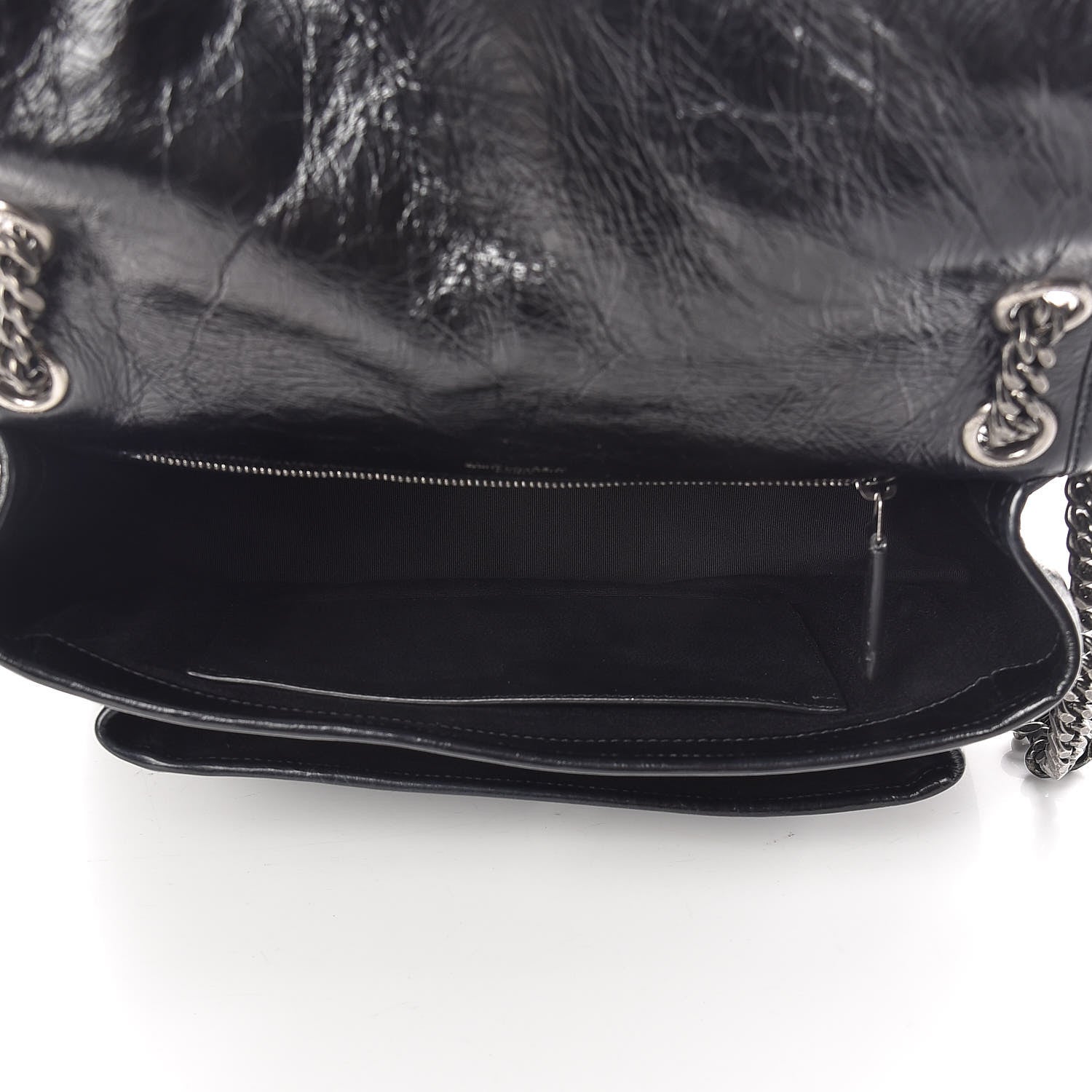 Saint Laurent Crinkled Calfskin Matelasse Monogram Medium Niki Chain Satchel Black 5 of 11