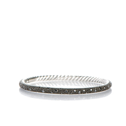 David Yurman Sterling Silver Black Diamond 4mm Midnight Melange Bangle Bracelet 3 of 4