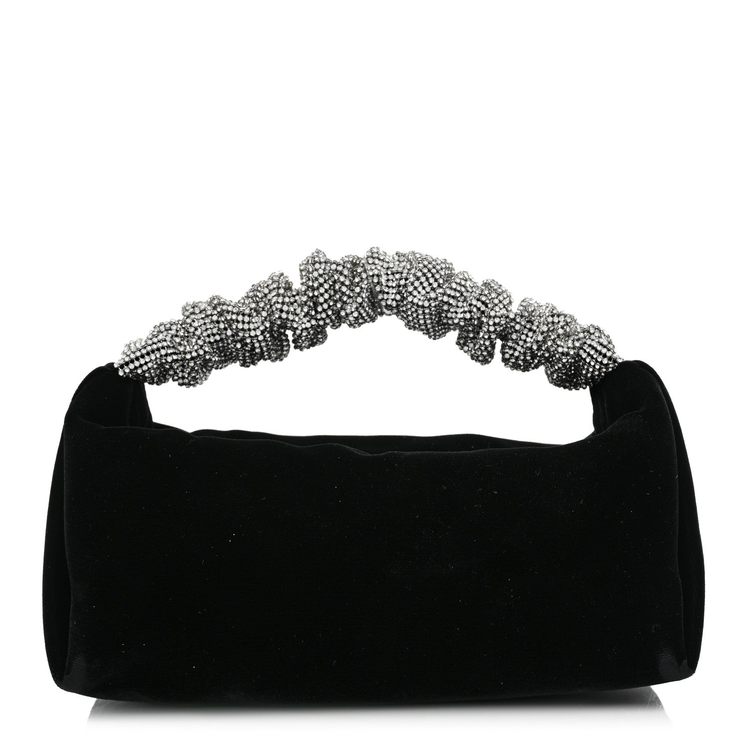 Alexander Wang Velvet Crystal Rhinestone Mini Scrunchie Bag Black Silver 1 of 9