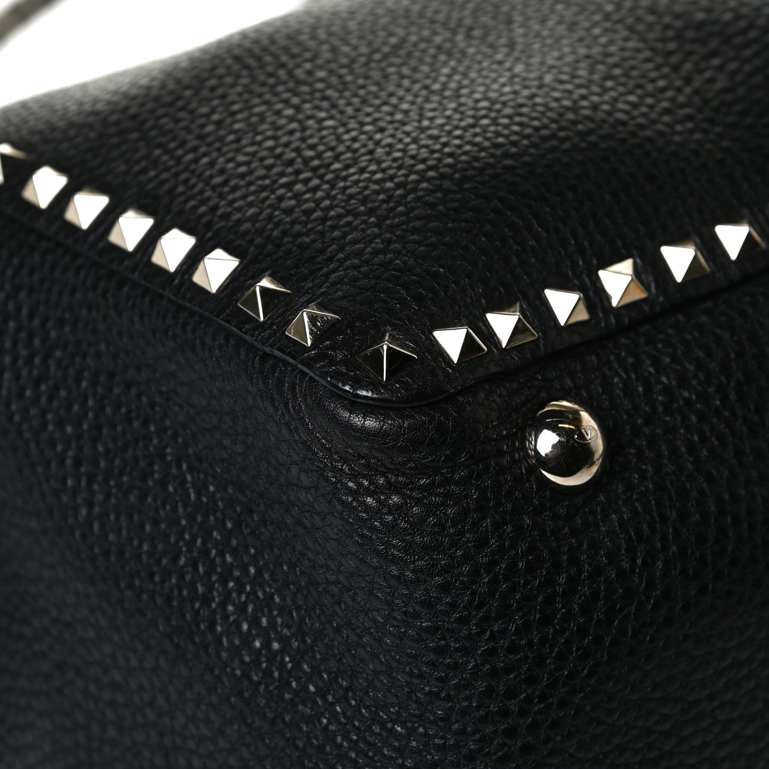 Valentino Garavani Pebbled Calfskin Medium Rockstud Tote Black 12 of 14