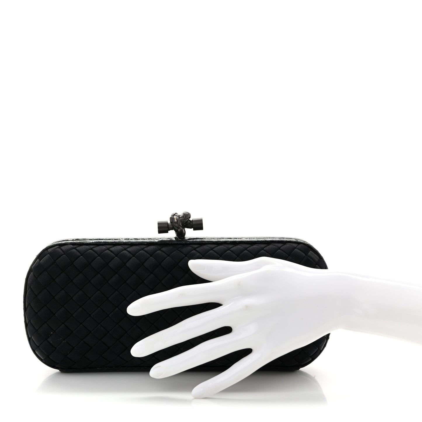 Satin Ayers Intreccio Impero Stretch Knot Clutch Black