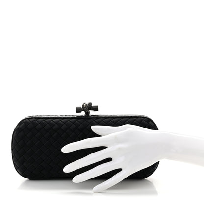 Bottega Veneta Satin Ayers Intreccio Impero Stretch Knot Clutch Black 2 of 10