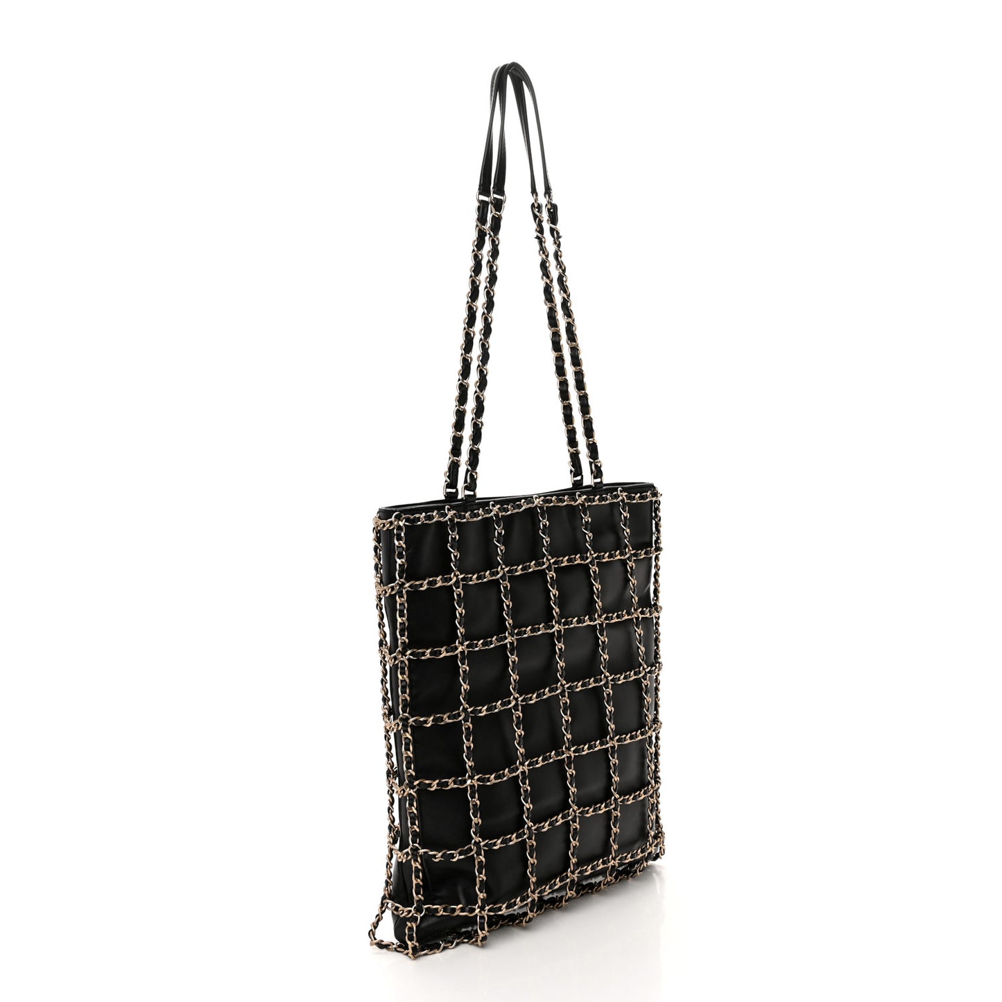 Lambskin Large Shopping Chain Tote Black