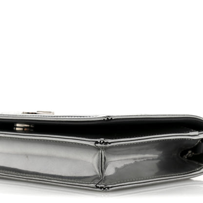 Christian Dior Metallic Patent Micro-Cannage Diorama Wallet on Chain Pouch Silver 11 of 15