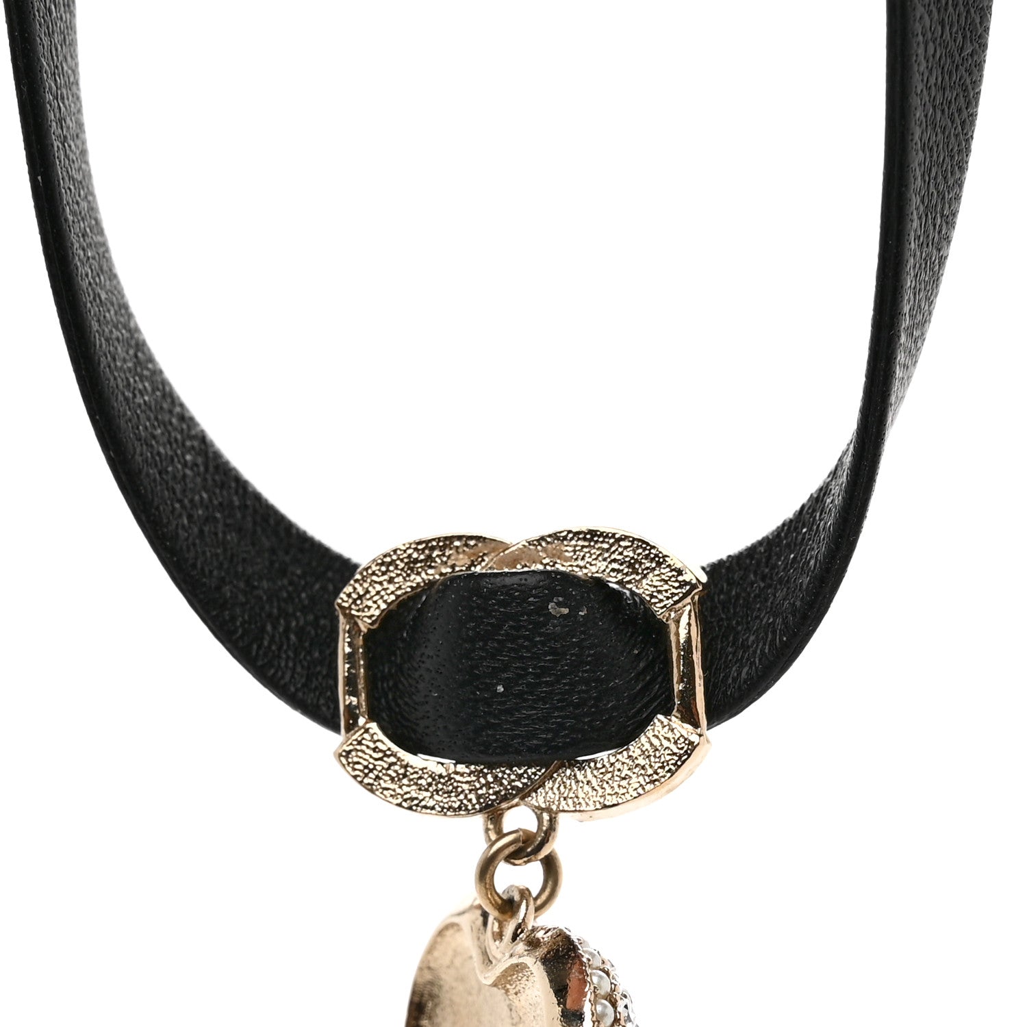 Chanel Lambskin Crystal CC Heart Choker Gold Black 3 of 4