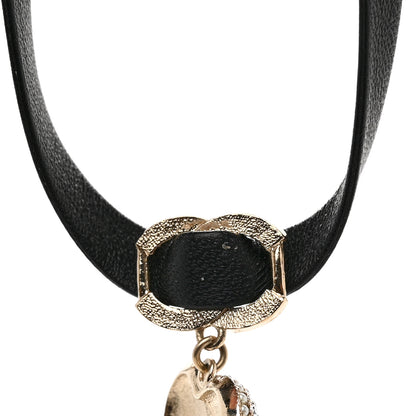 Chanel Lambskin Crystal CC Heart Choker Gold Black 3 of 4