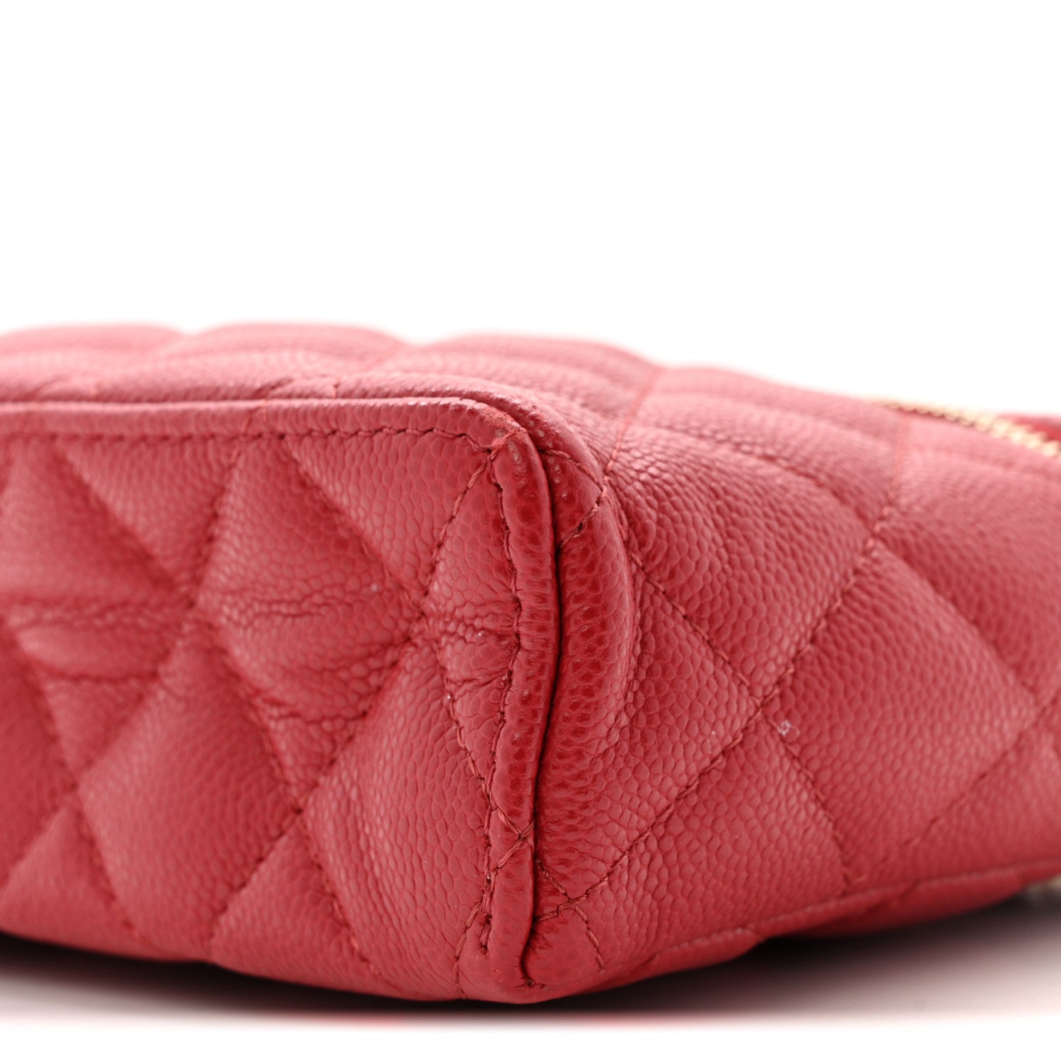 Chanel Caviar Quilted Top Handle Slim Vanity With Chain Red 10 of 12