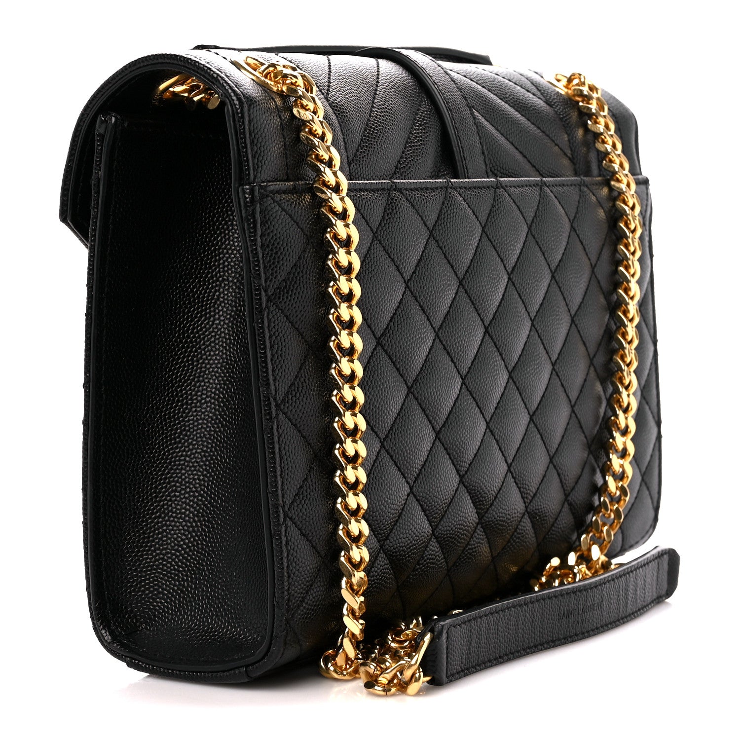 Saint Laurent Grain De Poudre Textured Mixed Matelasse Triquilt Medium Monogram Satchel Black 3 of 11