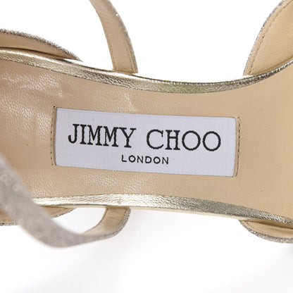 Jimmy Choo Glitter Emsy Crisscross Sandals 35 Platinum Ice 7 of 8
