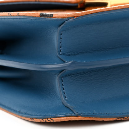 MCM Visetos Mini Patricia Shoulder Bag Cognac Blue 8 of 10
