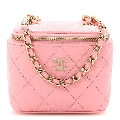 Chanel Caviar Quilted Mini Vanity Case With Chain Pink 1 of 19