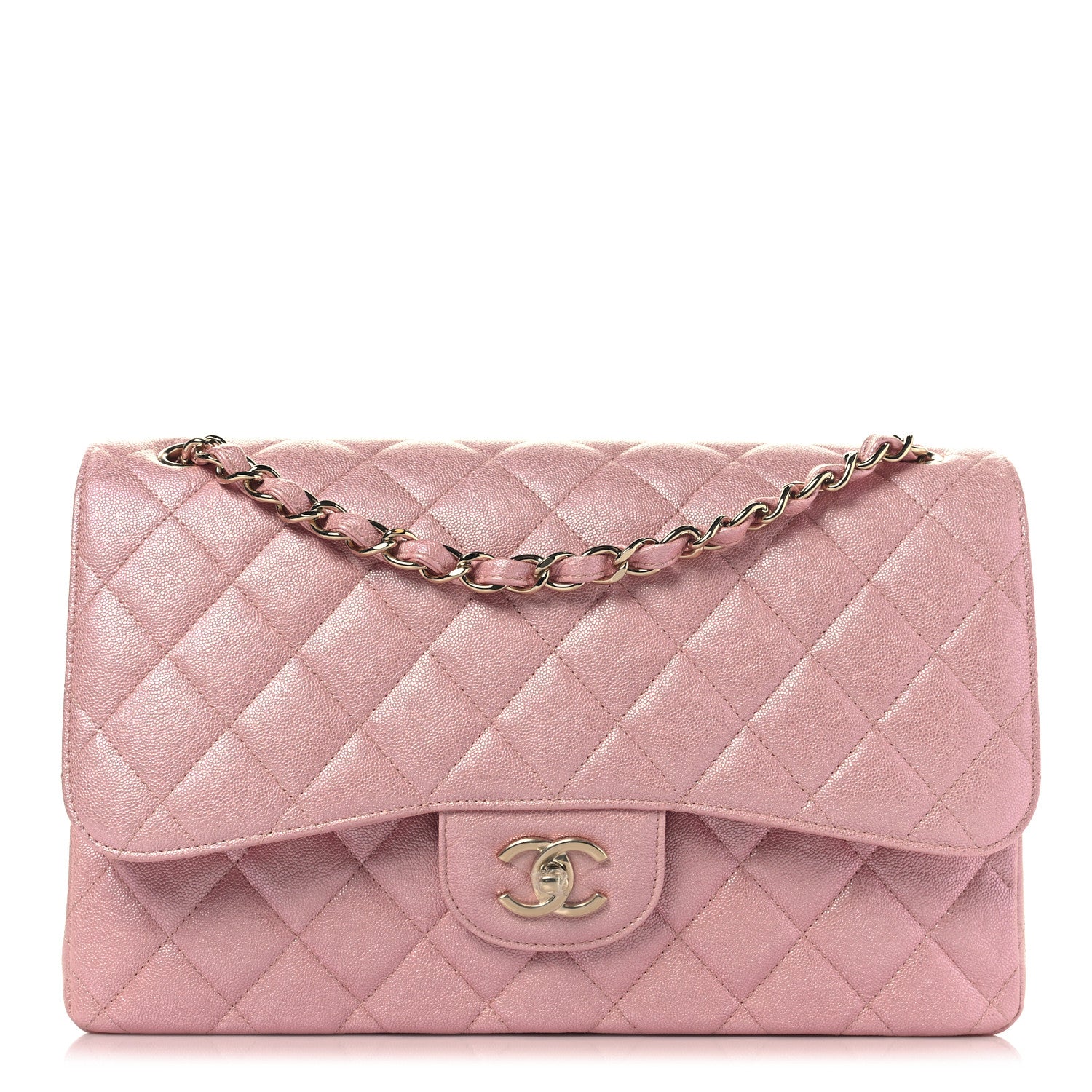 Chanel Iridescent Caviar Quilted Jumbo Double Flap Rose Pink 1 of 12