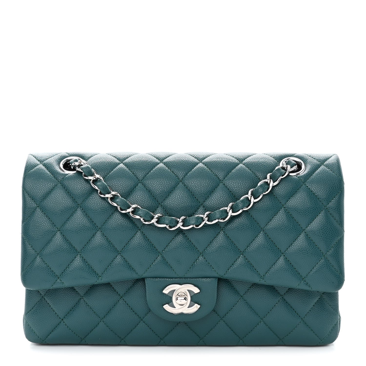 Chanel Caviar Quilted Medium Double Flap Dark Turquoise 1 of 12