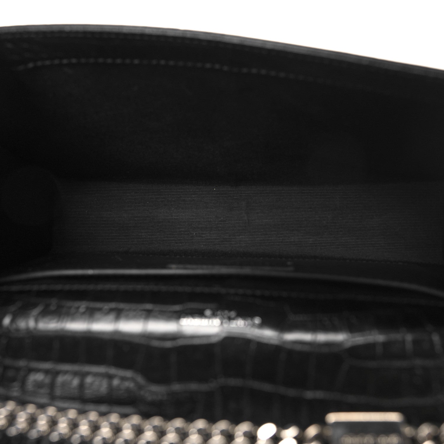 Saint Laurent Calfskin Crocodile Embossed Medium Classic Monogram Kate Tassel Satchel Black 5 of 9