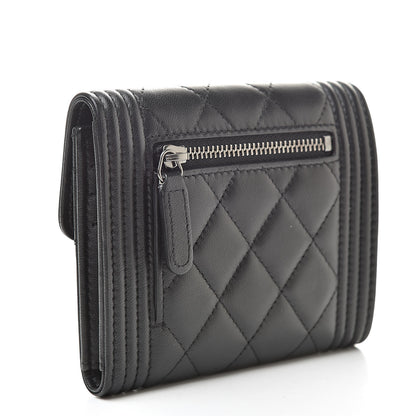 Chanel Lambskin Quilted Compact Boy Wallet Black 3 of 10