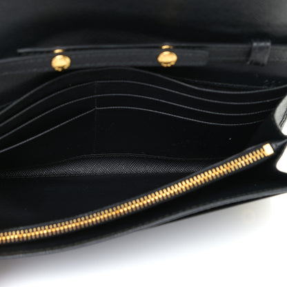 Prada Saffiano Metal Oro Chain Wallet Black 7 of 10