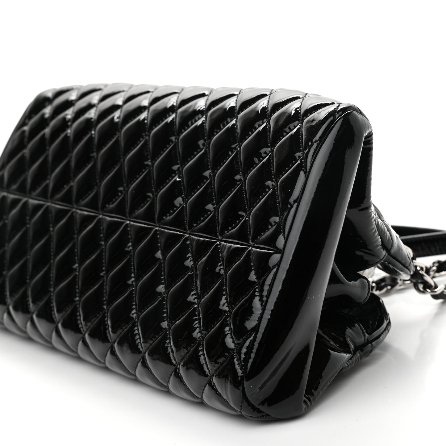 Patent Quilted Medium Just Mademoiselle Bowling Bag Black