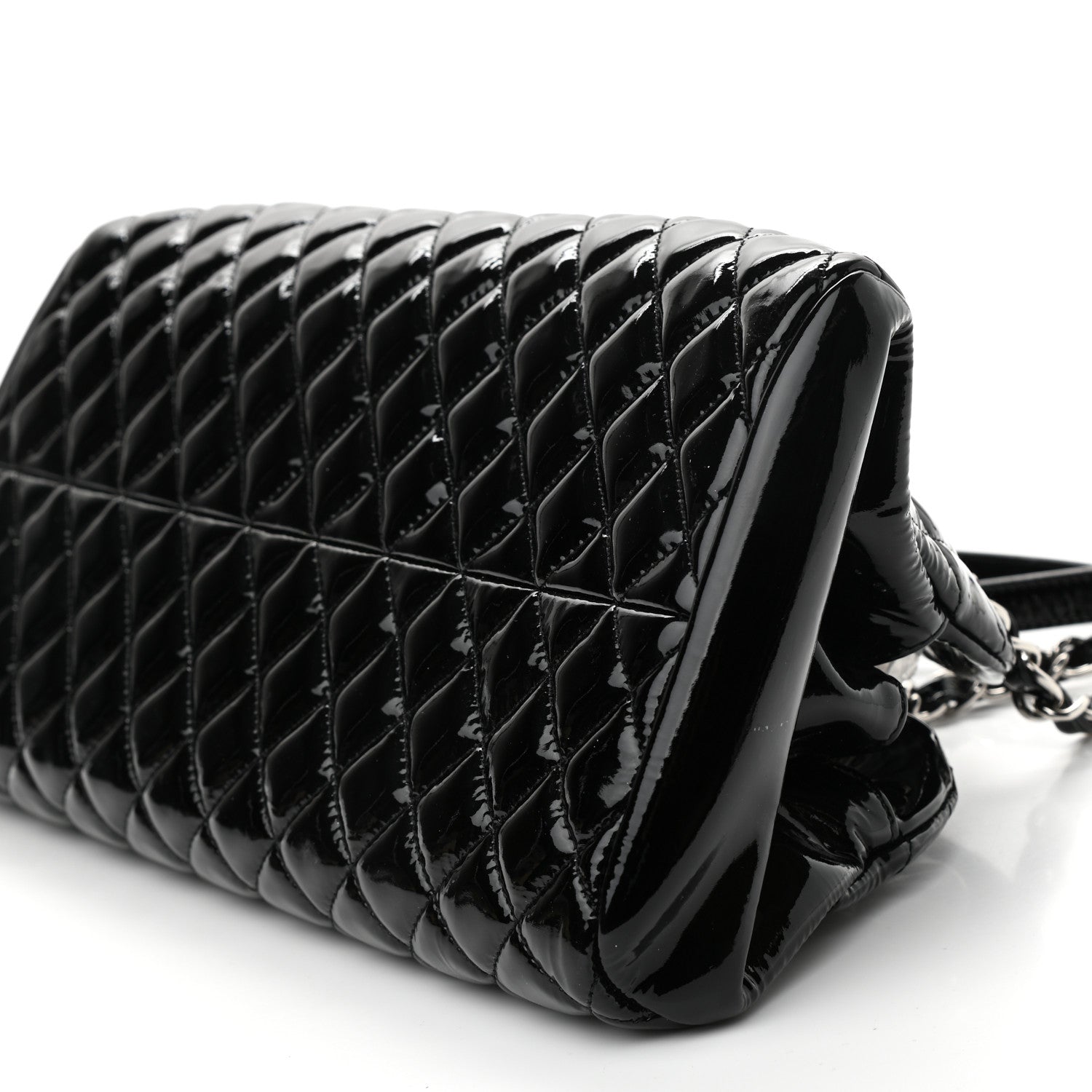 Chanel Patent Quilted Medium Just Mademoiselle Bowling Bag Black 12 of 13