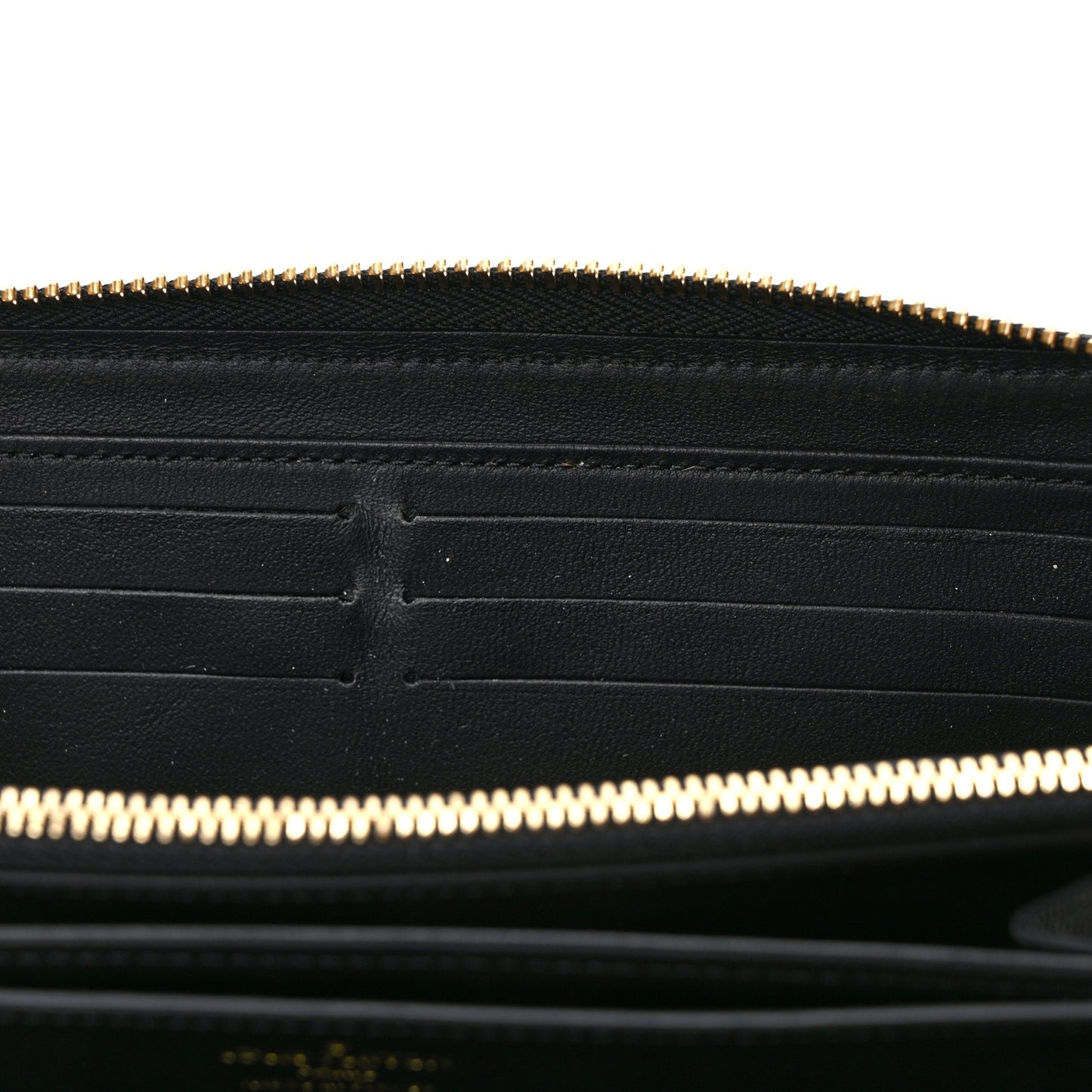 Lambskin Embossed Monogram Coussin Zippy Wallet Black