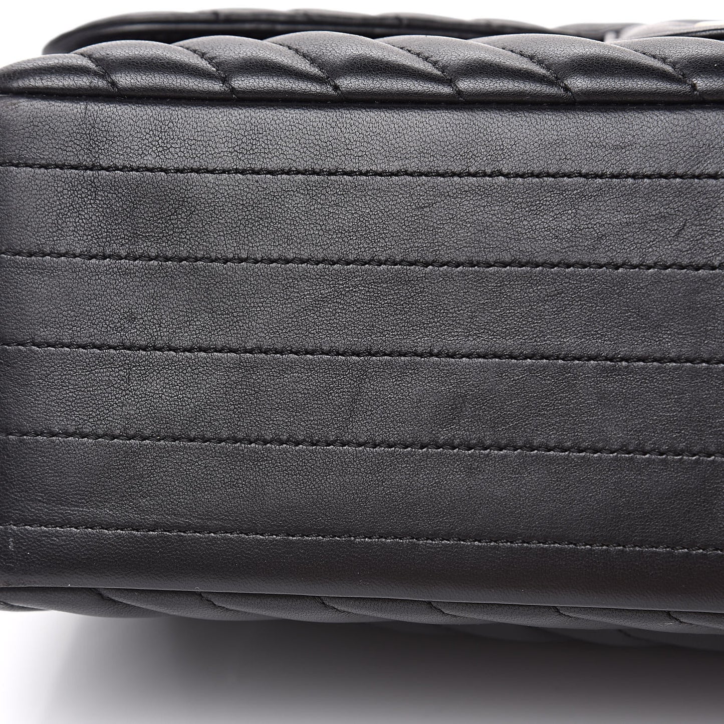 Lambskin Chevron Quilted Jumbo Double Flap Black