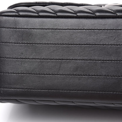 Chanel Lambskin Chevron Quilted Jumbo Double Flap Black 10 of 16