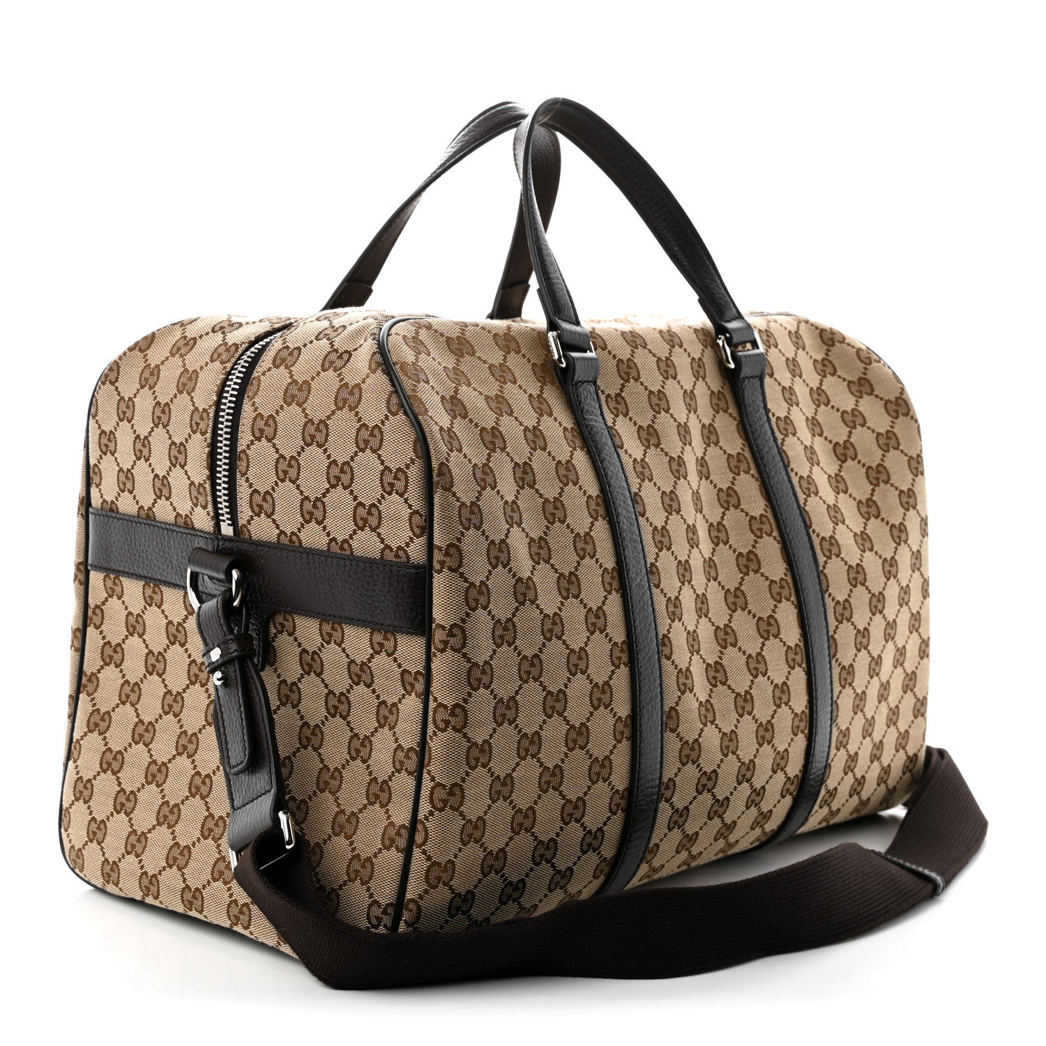 Gucci Monogram Dollar Calfskin Boston Duffle Bag Beige Ebony Testa di Moro Marrone Scuro 3 of 10